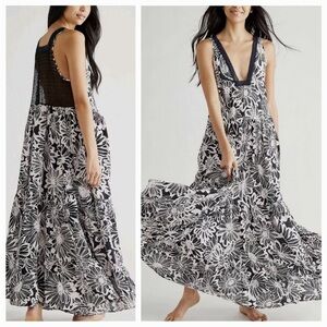 Floral Black and White Maxi Dress